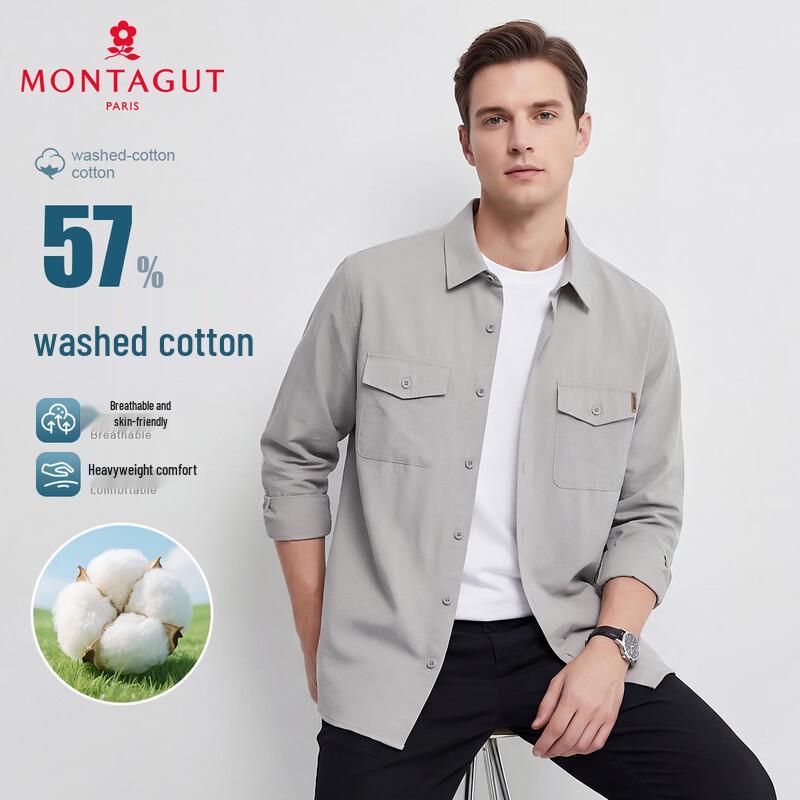 MONTAGUT Men s Washed Cotton Workwear Shirt XL