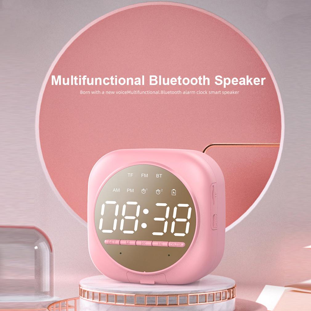 Sveglia Digitale Doppia Alarma Altoparlante Bluetooth Radio FM Lettore Schede TF Cassa Audio Specchio Display LED Sveglia Mini Volume Alto Supporto per Telefono