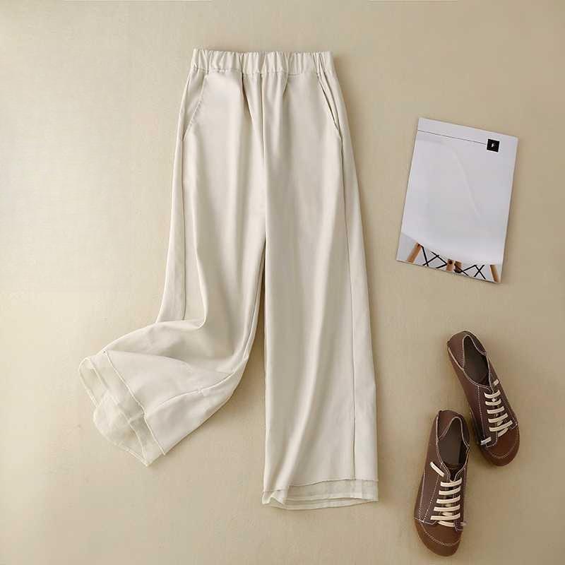 

Льняные укороченные свободные женские летние брюки широкого кроя 3XL абрикосовый