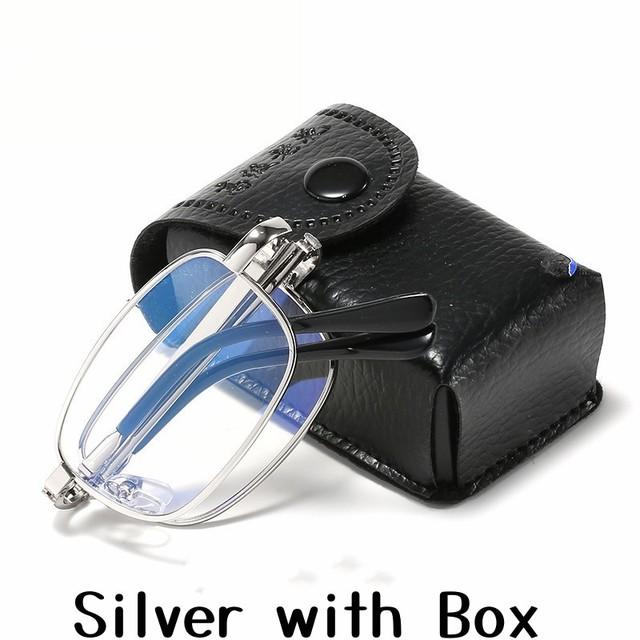 

Portable Multifocal Reading Glasses Vintage Anti-blue Light Bifocal Eyewear for Men Women Far Near Sight with Leather Box 4.0