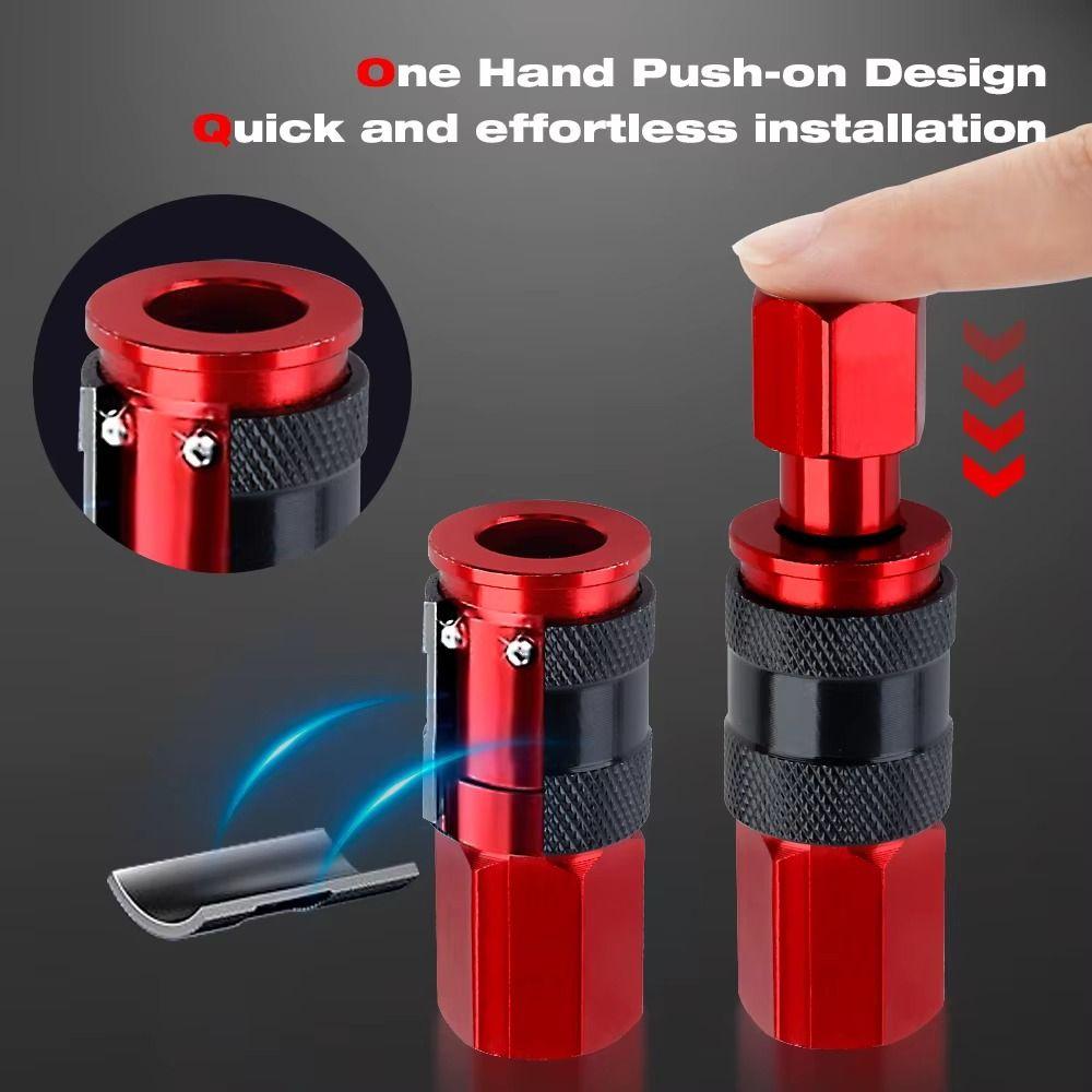 1/4 Inch NPT Thread Air Coupler Plug Kit Aluminium Lightweight Universal Fitting Quick Connect Connector Set Red Coating