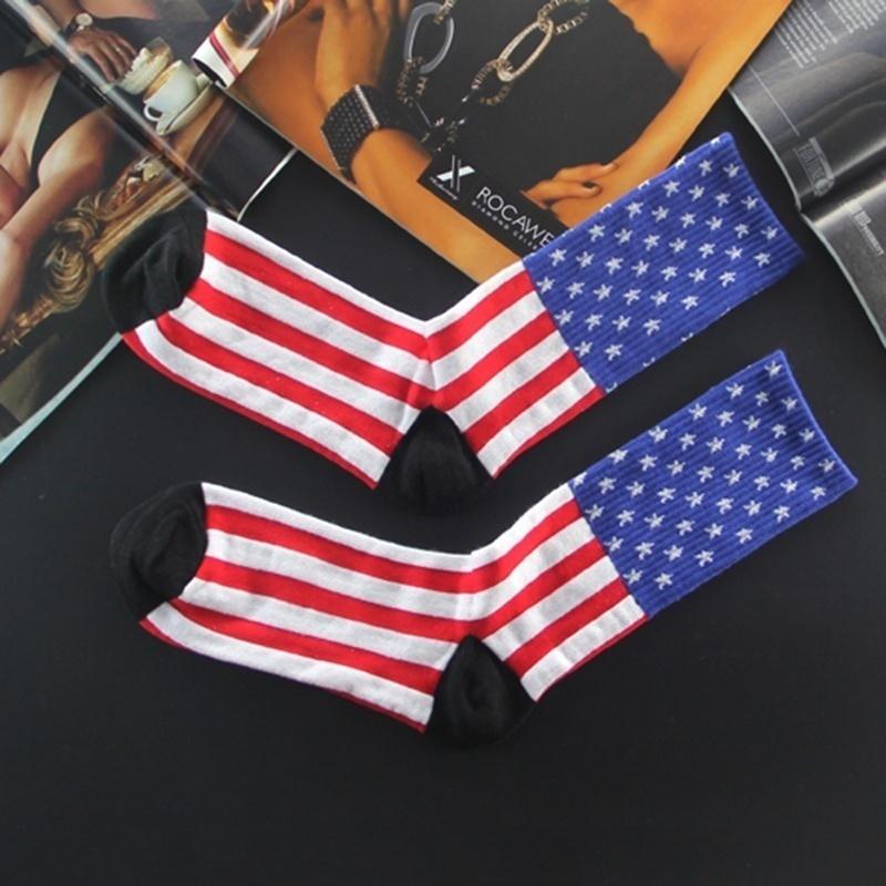 Fashion American Flag Mens Cotton Stars&Stripes USA Socks Old Glory Casual Crew