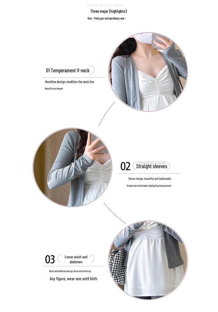 Maternity Spring Chic Camisole Cardigan & Wide-Leg Pants Set - French Elegant Style