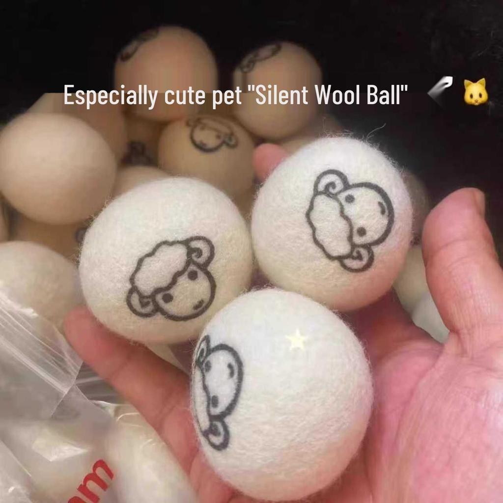 Silent Plush Wool Cat Ball - Interactive, Bite-Resistant Self-Amusement Toy for Cats