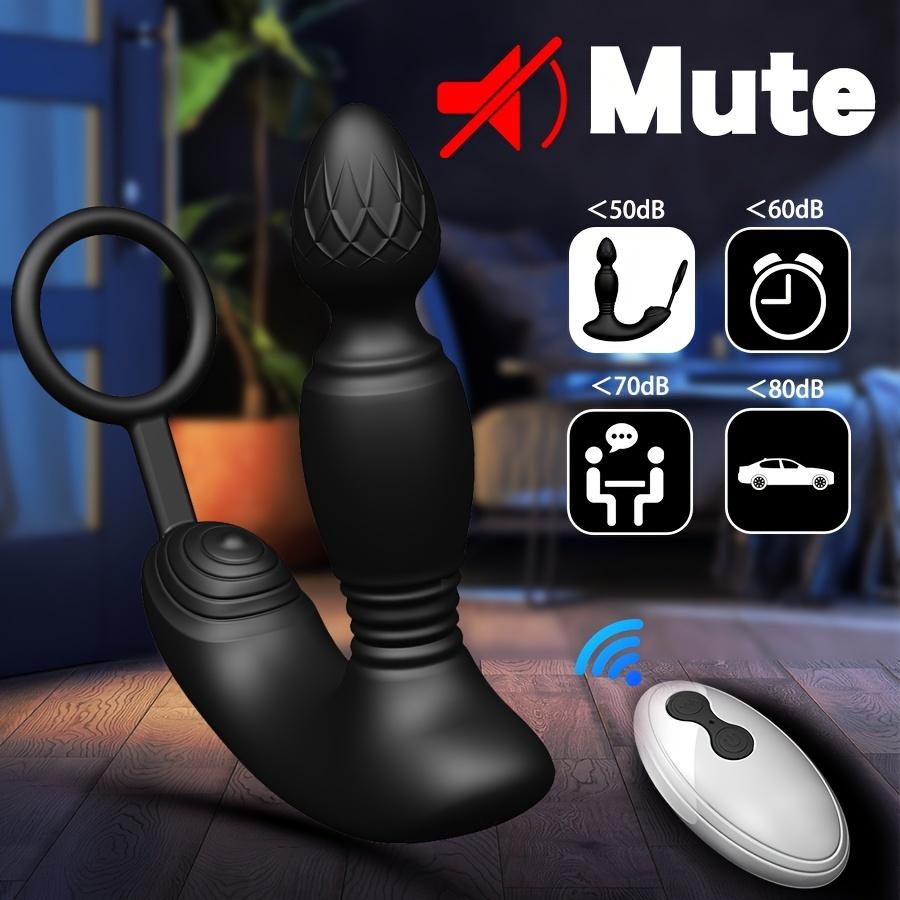 Remote Control Thrusting Anal Vibrator with Thick Penis Ring Prostate Massager 10 Mode 3 Motors Anal Plug Sex Toys