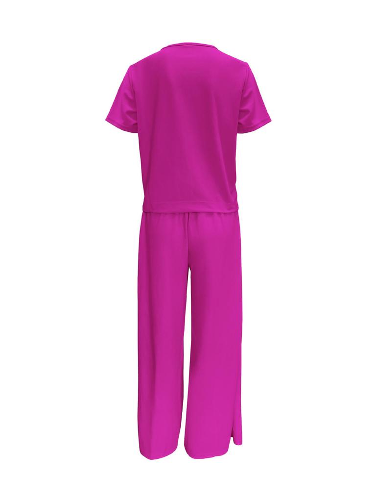 Plus Size Casual Short Sleeve Sportswear Set - Spring/Summer Fashion