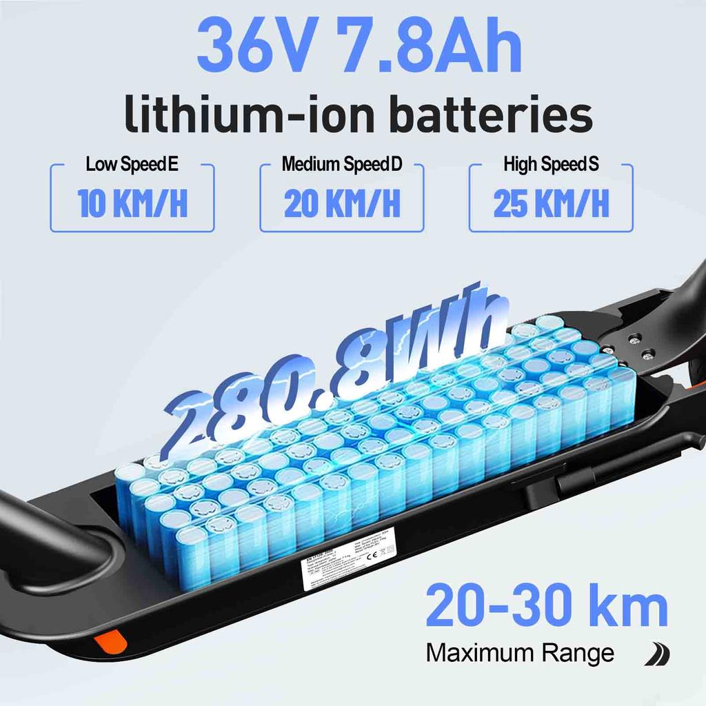 TODIMART T3 Commuting Electric Scooter, Anti-Theft, 36 V 7.8 Ah Battery