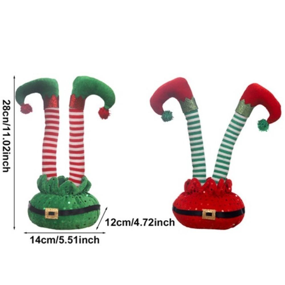 Sequins Stuffed Legs Xmas Decor Stripped Bendable Desktop Ornament  Home Xmas Decor