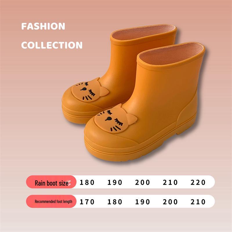 Kids' Cute Cat Rain Boots: Non-slip, Waterproof Medium-Height for Toddlers & Children