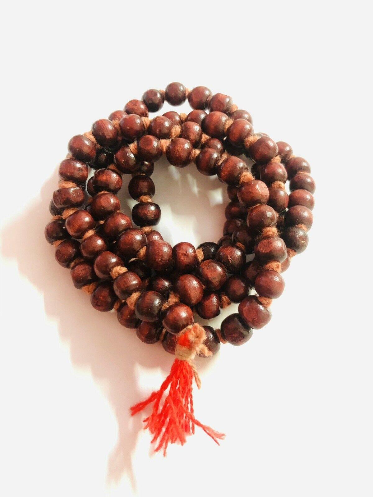 Red Sandalwood Mala, 108 Prayer Beads, Yoga Rosary One Size