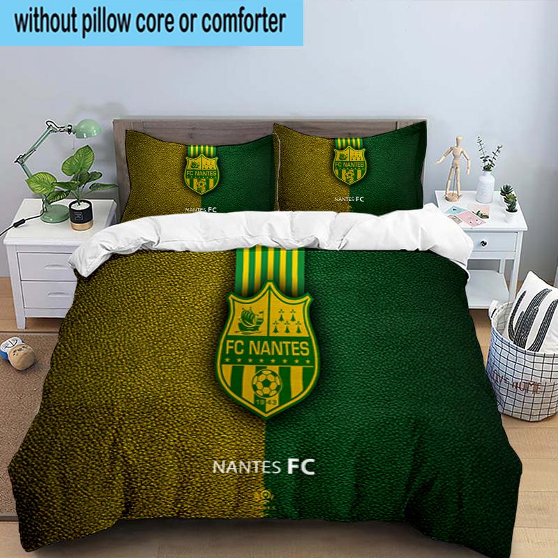 3PCS Fc Nantes Crest Design Printed Bedding Set, Includes A Duvet Cover and Two Pillowcases for Bedroom, Suitable for All Seasons