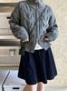 Autumn and Winter Loose Soft Waxy Maillard Short Turtleneck Zipper Sweater Cardigan Women's Twist Knitted Women's Jacket
