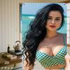 HD Metal Tin Sign Gorgeous Indian Girl Checkered Bikini Beach Portrait Wall Art Decor