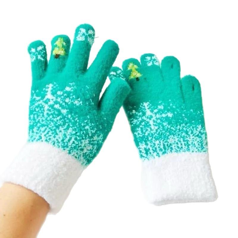 New Winter Women's Gloves with Thickened Fluffy Knitted Gloves That Expose Fingers Women Can Touch The Screen with Five Fingers