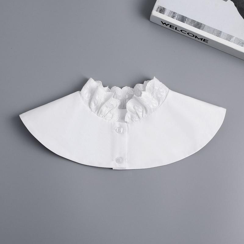 Fashionable White Top Standing Collar Solid Color Women's Detachable Sweater Decorative Girls False Collar