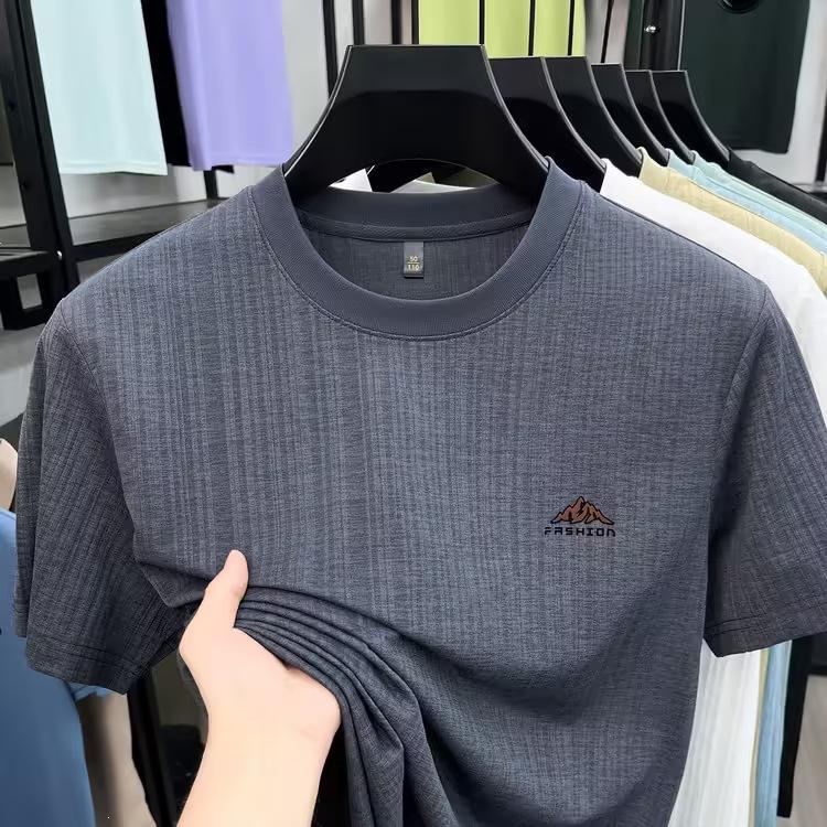 Trendy Men s Summer Short Sleeve T-Shirt Crew Neck Minimalist Top M