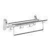 Bathroom Stainless Steel Wall Mounted Folding Towel Rack Storage Holder Shelf with 3 Hooks