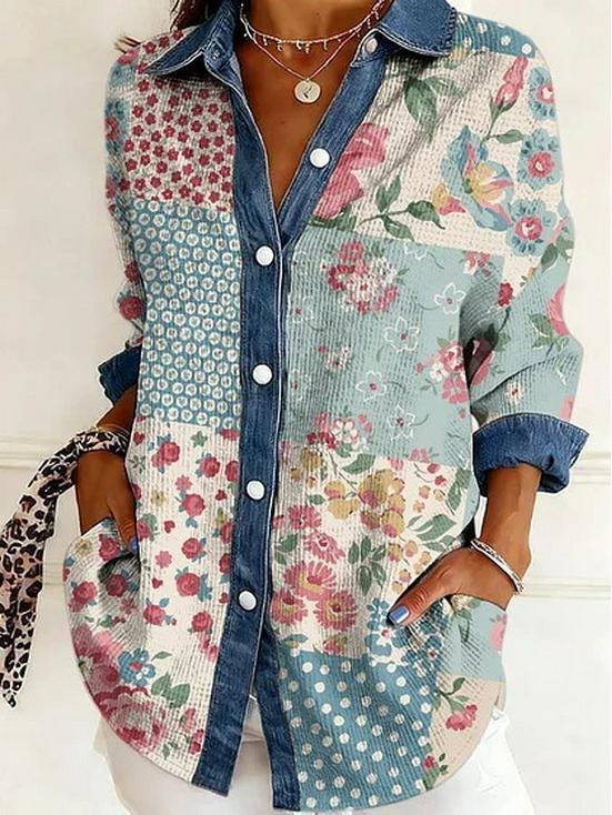 2026 European-American Patchwork Floral 3D Print Women's Spring Cardigan
