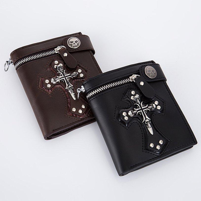 Nou Portofel personalizat pentru bărbați Skull Cross Antifurt Lanț Schimb Geantă Nitu