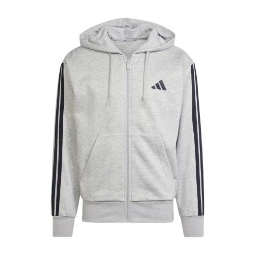 adidas Mens 3 Stripes Fleece Full Zip Hoodie