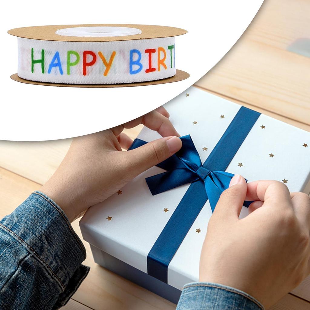 Happy Birthday Printed Ribbon Multicolor Letter Roll Gift Wrapping for Party Festival Decor