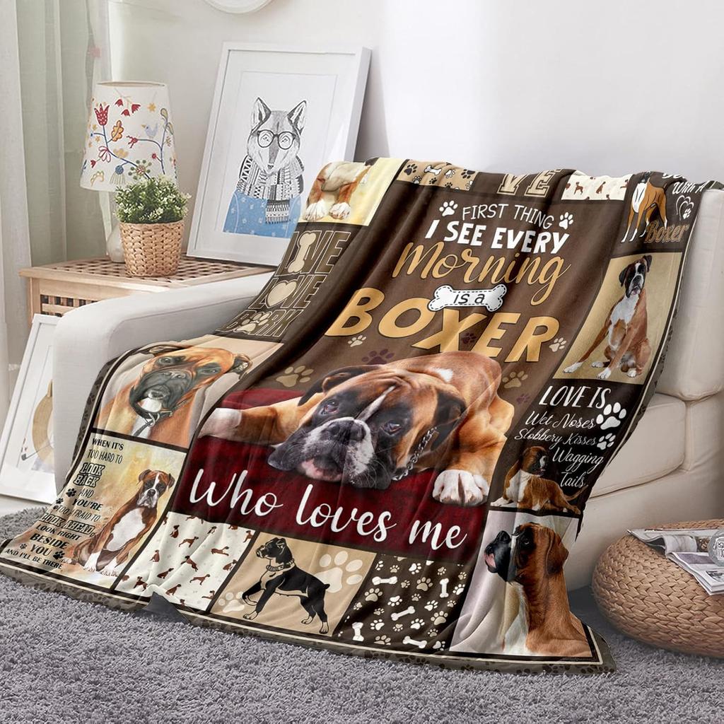 Dog Throw Blanket Dog Paw Bones Print Blanket Super Soft Flannel Fleece Blanket Lightweight Fluffy Plush Bed Blankets