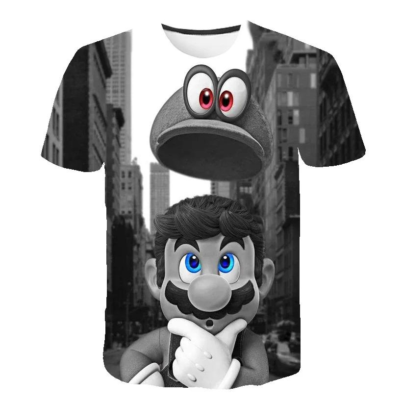 2025 MINISO Summer T-shirt  Super Mario Bros T-shirt Kids Harajuku Fashion Casual T-Shirt Boy Girls Polyester Boys Girls Short Sleeve