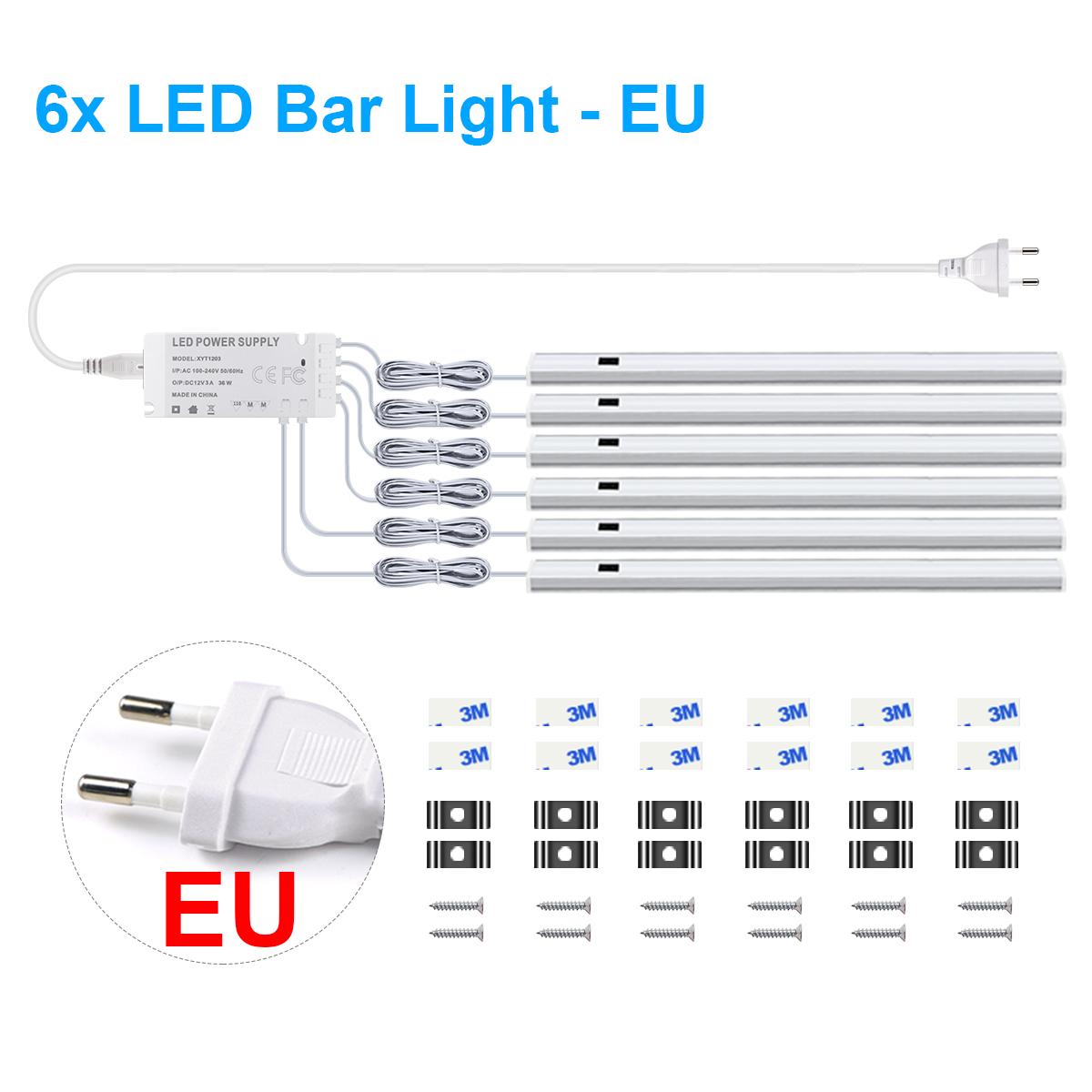 

Светодиодный светильник для кухни, 50 см, ручной светильник, светодиодный светильник движения с датчиком, освещение шкафа, 6 портов, светодиодный драйвер, сделай сам, ночник, вилка европейского стандарта 6PCS EU Plug теплый белый