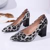 Fashion 2025 Autumn Sexy Leopard Women High Heels Hot Sale Elegant Office Pumps Woman Pointed Toe Thick Heel Singles Shoes Zaptos Mujer