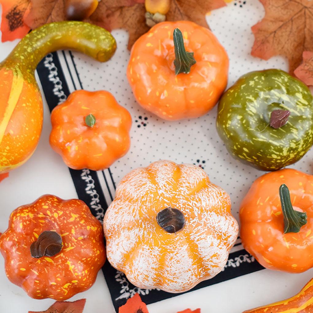 166Pcs Halloween Artificial Pumpkin Set Thanksgiving Ulation Pinecones Fall Harvest Decoration