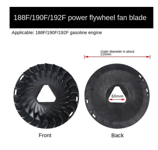 152F 168F 170F 190F 3/8KW Bildelar Motor Bensin Generator Tillbehör 5KW-8KW Luftfläkt Motorfläkt