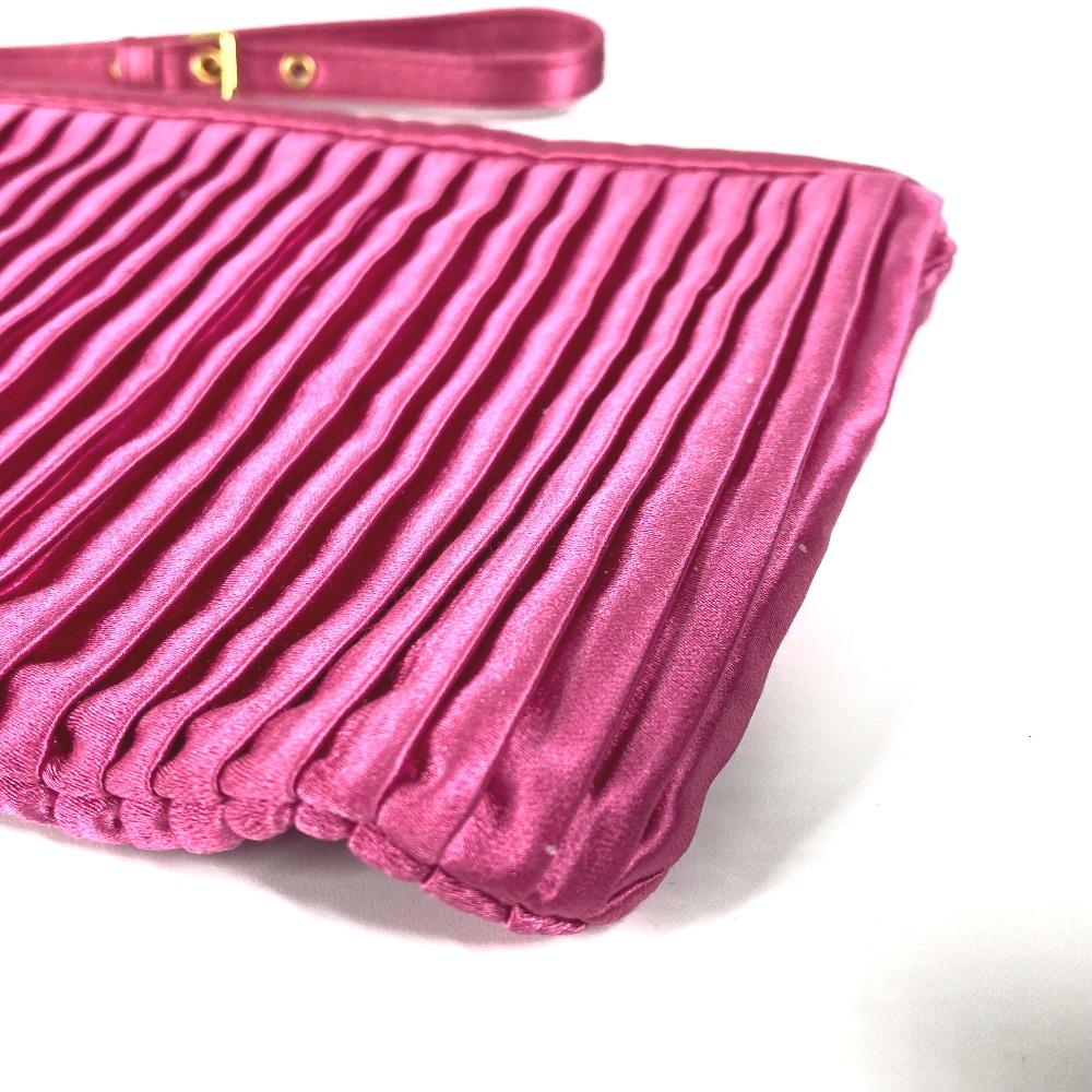 MIUMIU logo Pouch with bag strap Clutch bag Rayon / silk pink