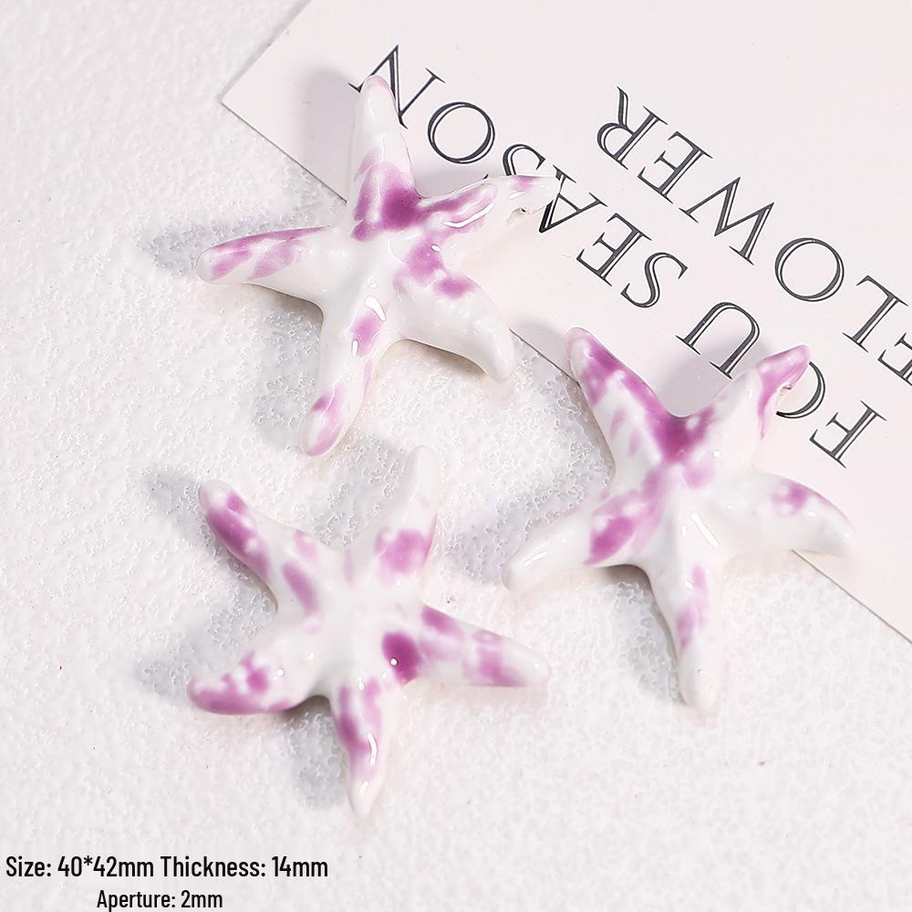 Hand-Painted Ocean Ceramic Beads: Tropical Fish, Starfish, and Seashell Shapes for DIY Jewelry