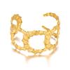 Exaggerated Stainless Steel Metal Shell Flower Cuff Bangle Bracelet for Women Vintage Gold Color Bangles Beach Party Jewelry New