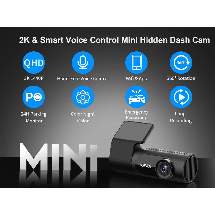 KAWA Car DVR D6 Dash Camera for Car 1440P Video Recorder EN RU FR JP Voice Control 24H Parking Mode App Control Night Vision