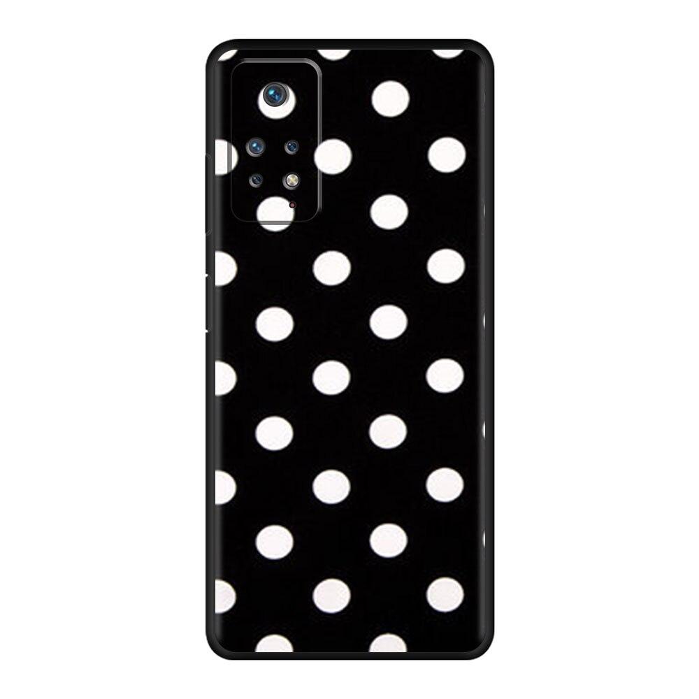 Funda celulară din silicon cu buline alb-negru pentru Redmi Note 9T 9A 9 10 9S 8 K40 9C 7 11 Pro 10C 8T K40S