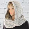 Damenmode, lässig, gestrickt, mit Kapuze, Schal, Herbst, Winter, warme Mütze, Schal