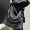 Women'S Rivet Splicing Shoulder Bag Large Capacity Retro Mesh Handbag