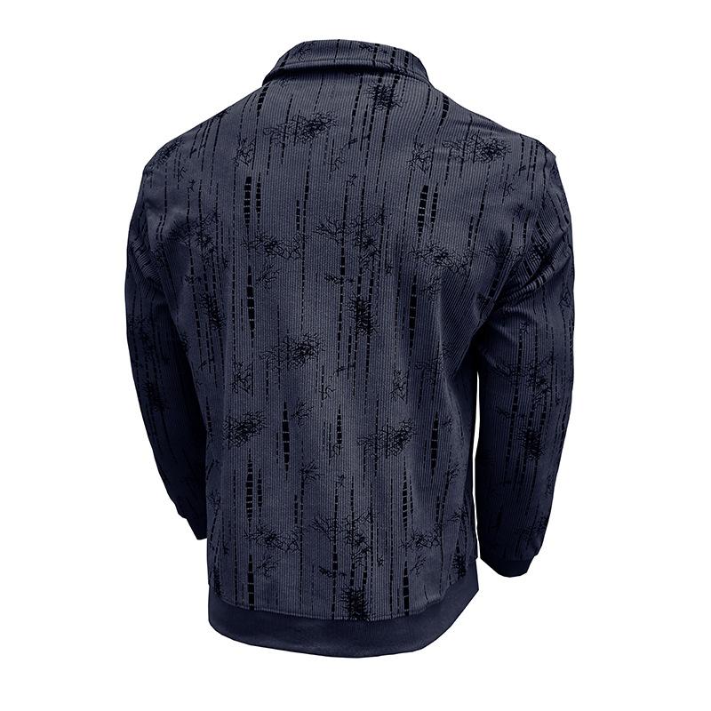 Men S Long Sleeve Turn Down Collar Jacquard Polo Style Casual Loose Pullover Sweatshirt