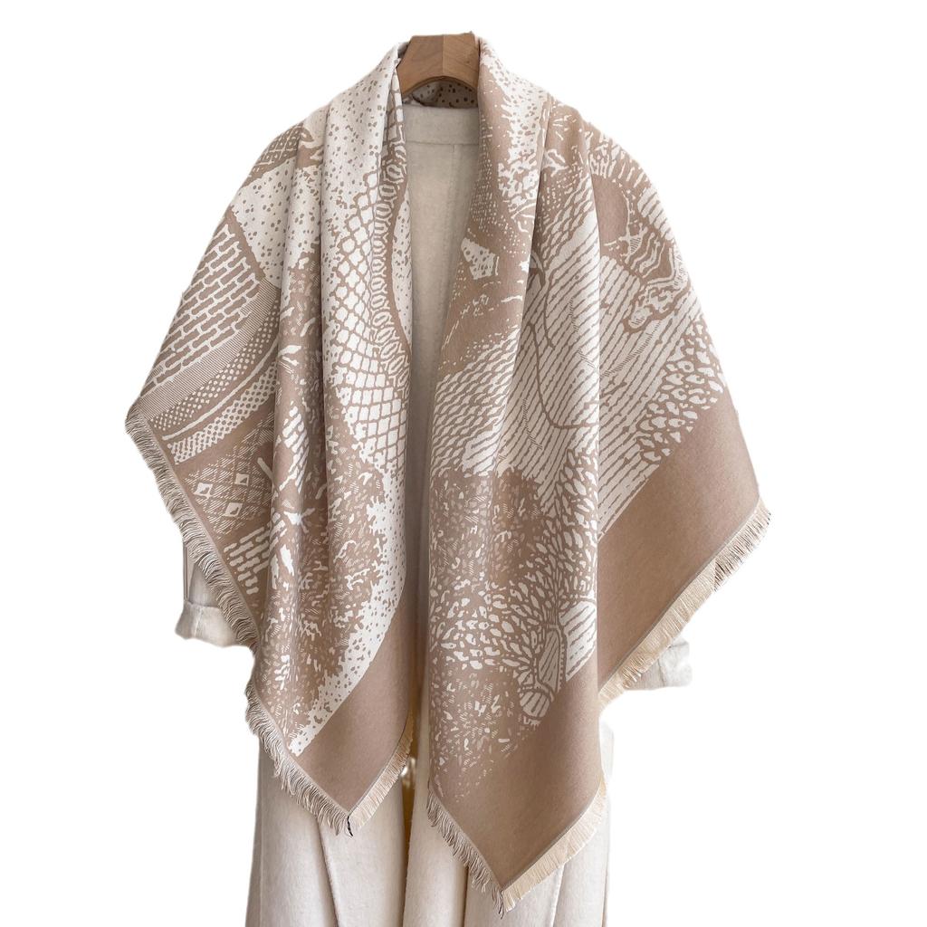 Korean Version Of Imitation Cashmere Scarf Women'S Winter Warmth Thickened Versatile Animal Tassel Square Scarf Shawl Scarf
