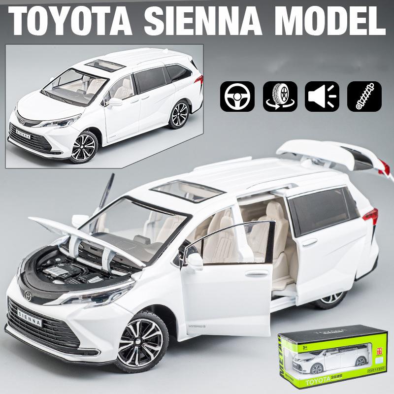 1/24 Scale Sienna MPV Diecast Car Model Toy, Pull Back Toy Vehicle with Sound and Light for Kids Toddler Boys Girls Gift Collection