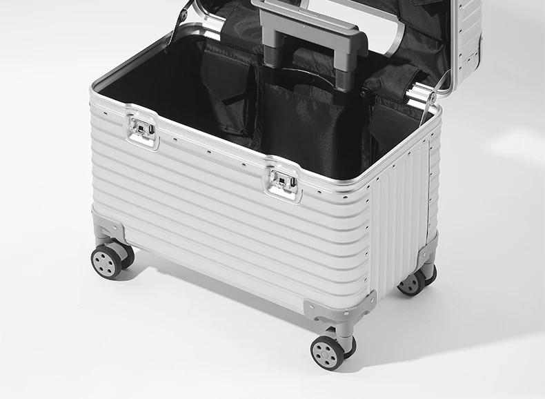 Customizable Aluminum-Magnesium Alloy Travel Trolley Case with Universal Wheels for Men and Women