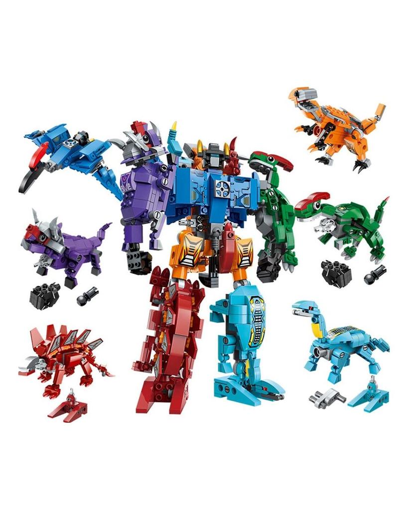 553 Stücke Pädagogische Bausteine Spielzeug Für Kinder Jungen 6 Jahre DIY Geburtstagsgeschenk 1414 Dinosaurier 6 IN 1 Roboter Modell Kleine Ziegelsteine