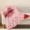 Coperta in Flanella Anti-Pilling, Calda e Morbida, Design a Cuore e Fiocco, Per Tutte le Stagioni, Ideale per Uso Domestico e Regali di San Valentino