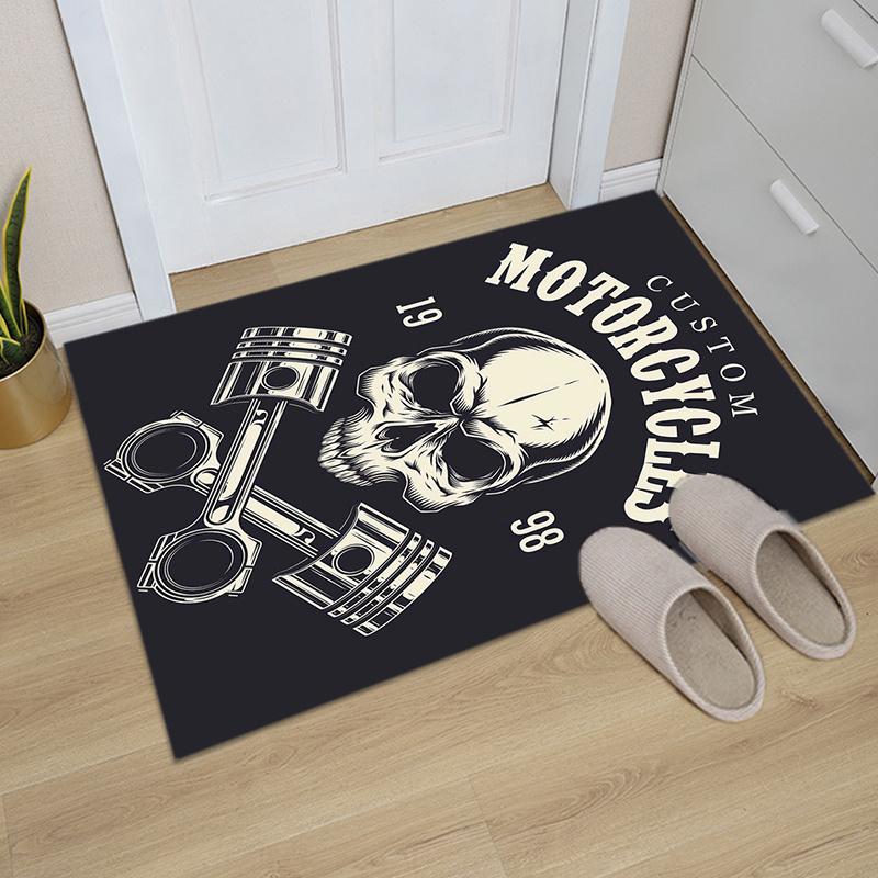 

1pc Skeleton Motorcycle Mat Non Slip Mat Floor Mat for Patio, Garden, Yard, Bedroom, Living Room Stylish Living Room & Bedroom Decor Anti Sl 60x90cm (23x35inch)