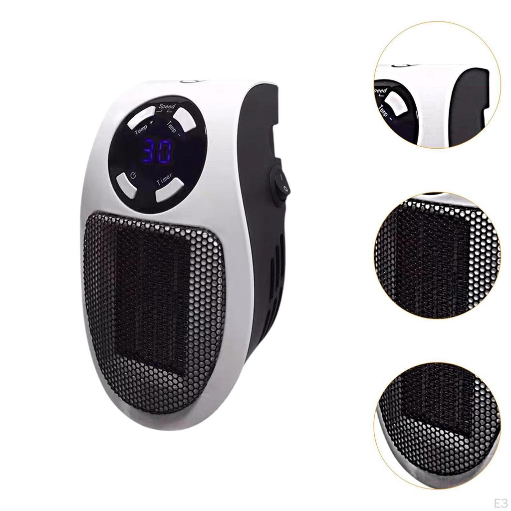 Wall Outlet Heater Small Quiet Space for Kitchen Bathroom Home Office With Remote Control