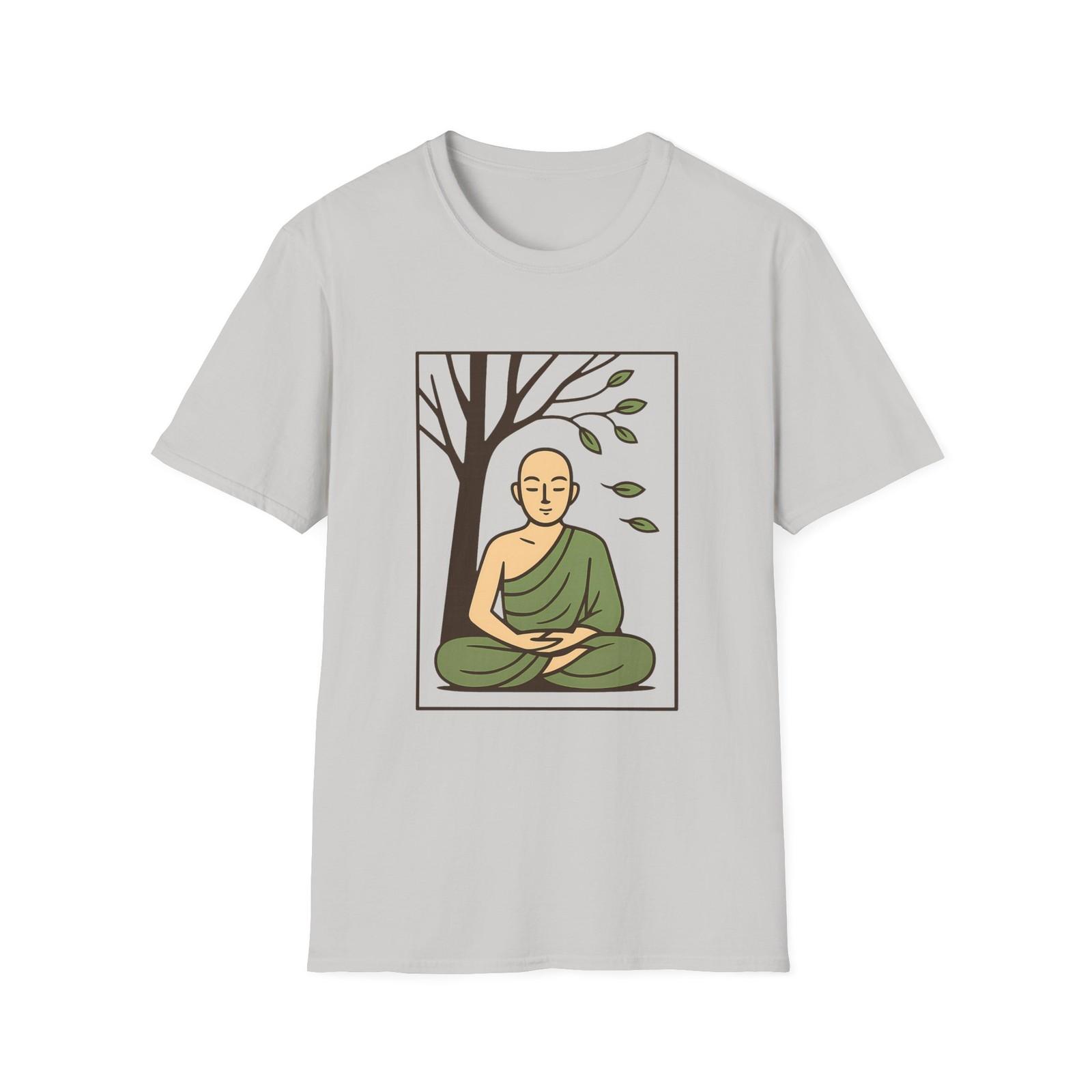 Unisex Softstyle Zen Tree T-Shirt Mens Womens Tees Top – Meditating Monk, Spiritual Streetwear 2XL