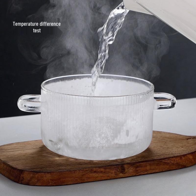 ZISIZ Transparent Glass Soup Pot with Lid