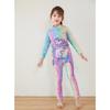 2 Pcs Girls Swimsuit Cartoon Printing Long Sleeve One-piece Swimwear Beach Sunscreen Trousers With