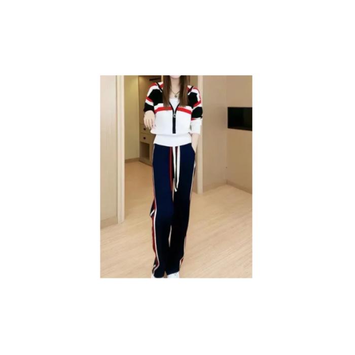 

2024 Женский корейский стиль Slim Fit Спортивный Толстовка Двухкомпонентный Костюм XXXXL чёрный